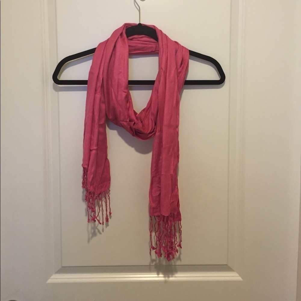 Pink Fringe Scarf